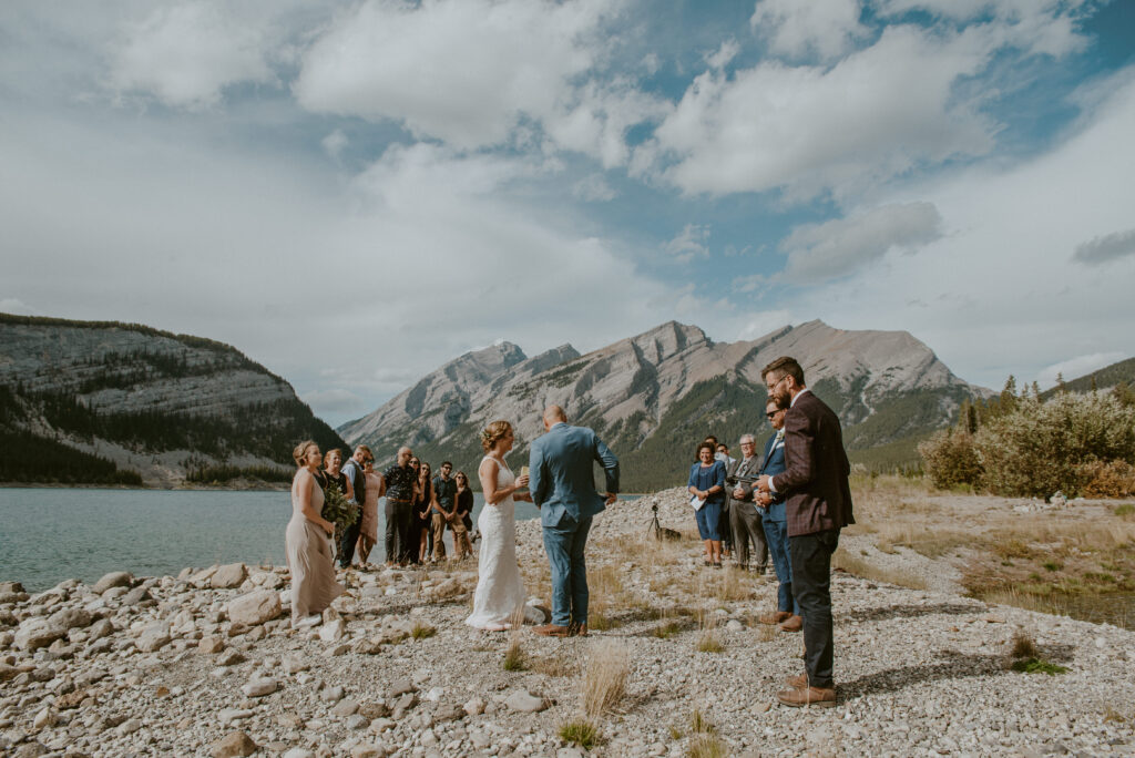 elopement ceremony with guests in the mountains of Alberta, Canada