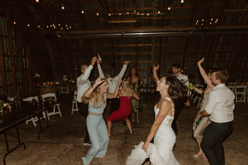 fun party at intimate mountain wedding in Golden, BC