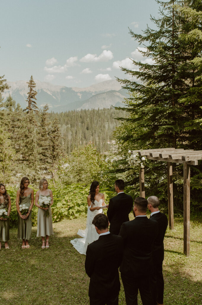 intimate mountain wedding ceremony in Golden, British Columbia