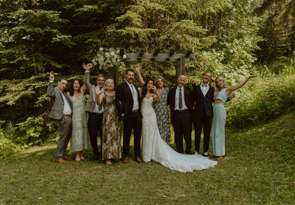 fun family shot at intimate mountain wedding in BC, Canada