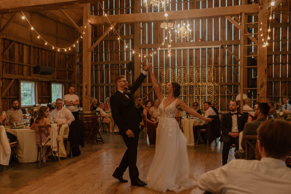 first dance between husband and wife at southern ontario summer wedding