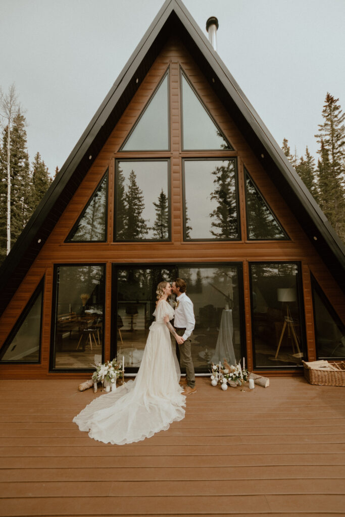 a-frame cabin elopement in Alberta, Canada
